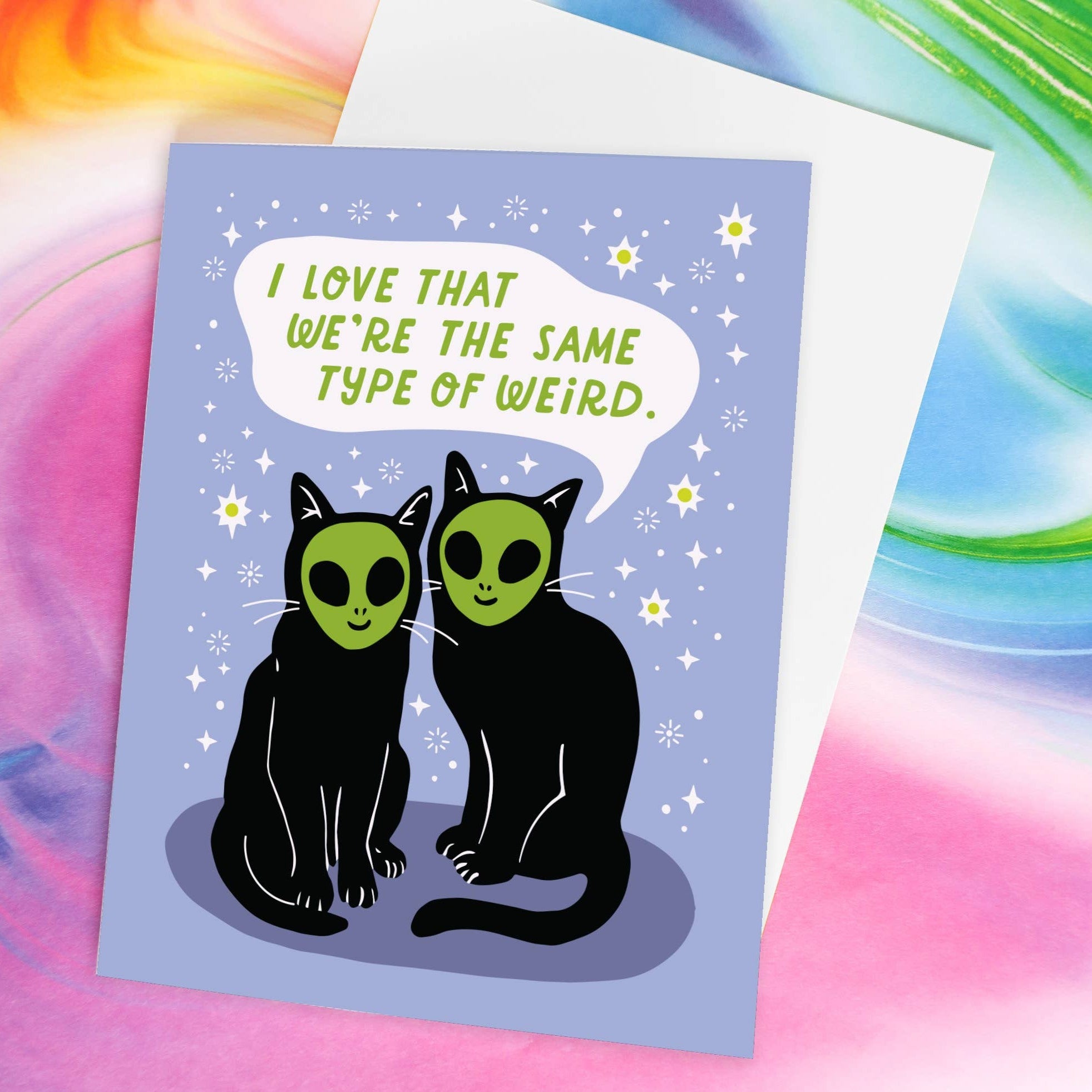 Alien Cat Friends Greeting Card