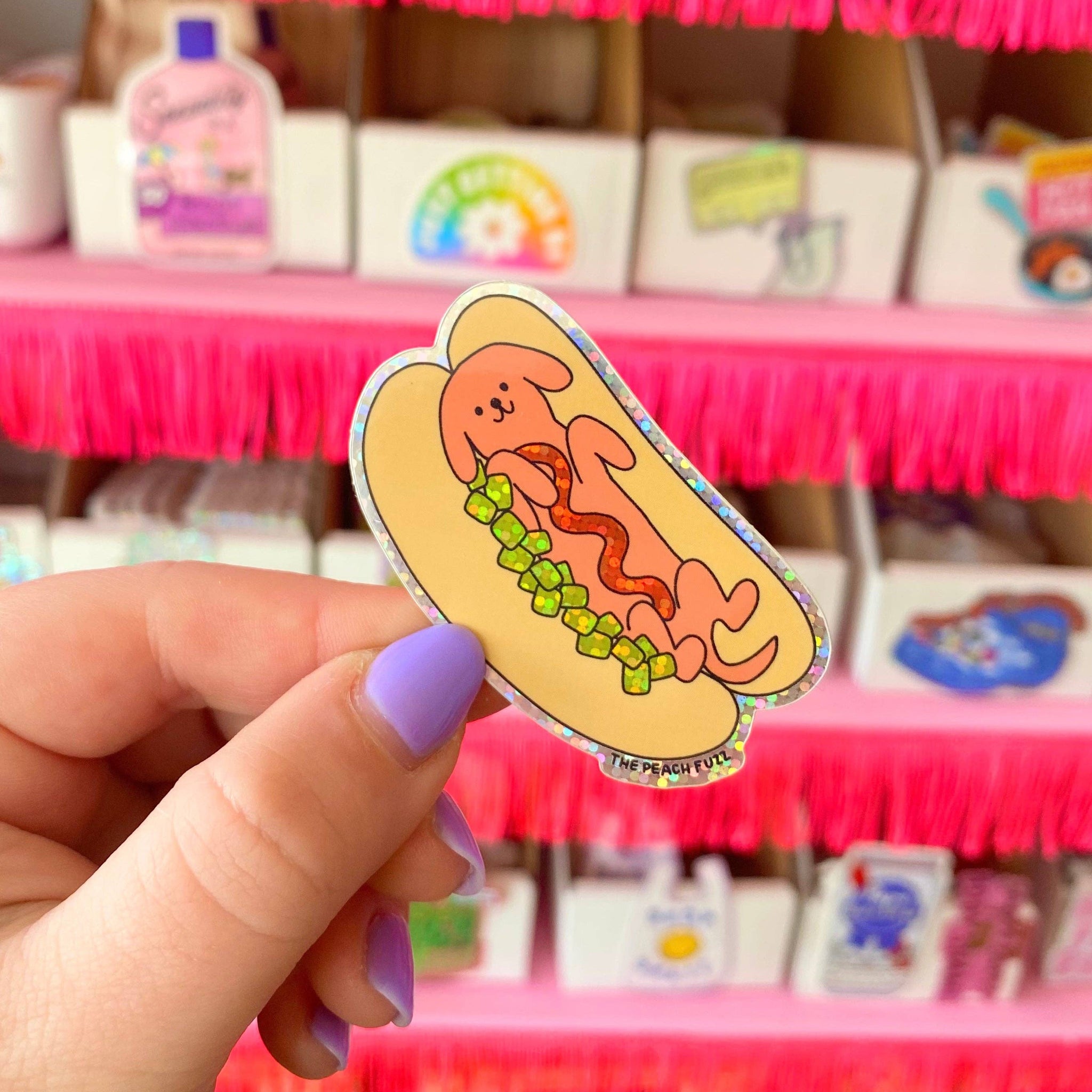 Hot Doggy Dog Glitter Sticker