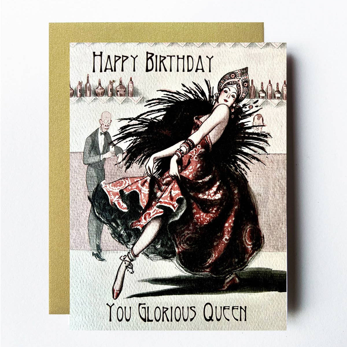 Glorious Queen Vintage Style Art Deco Birthday Card