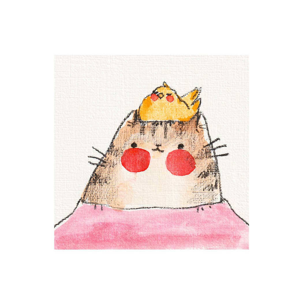 Mini Art Print - "Nice Cat & Sleeping Bird"