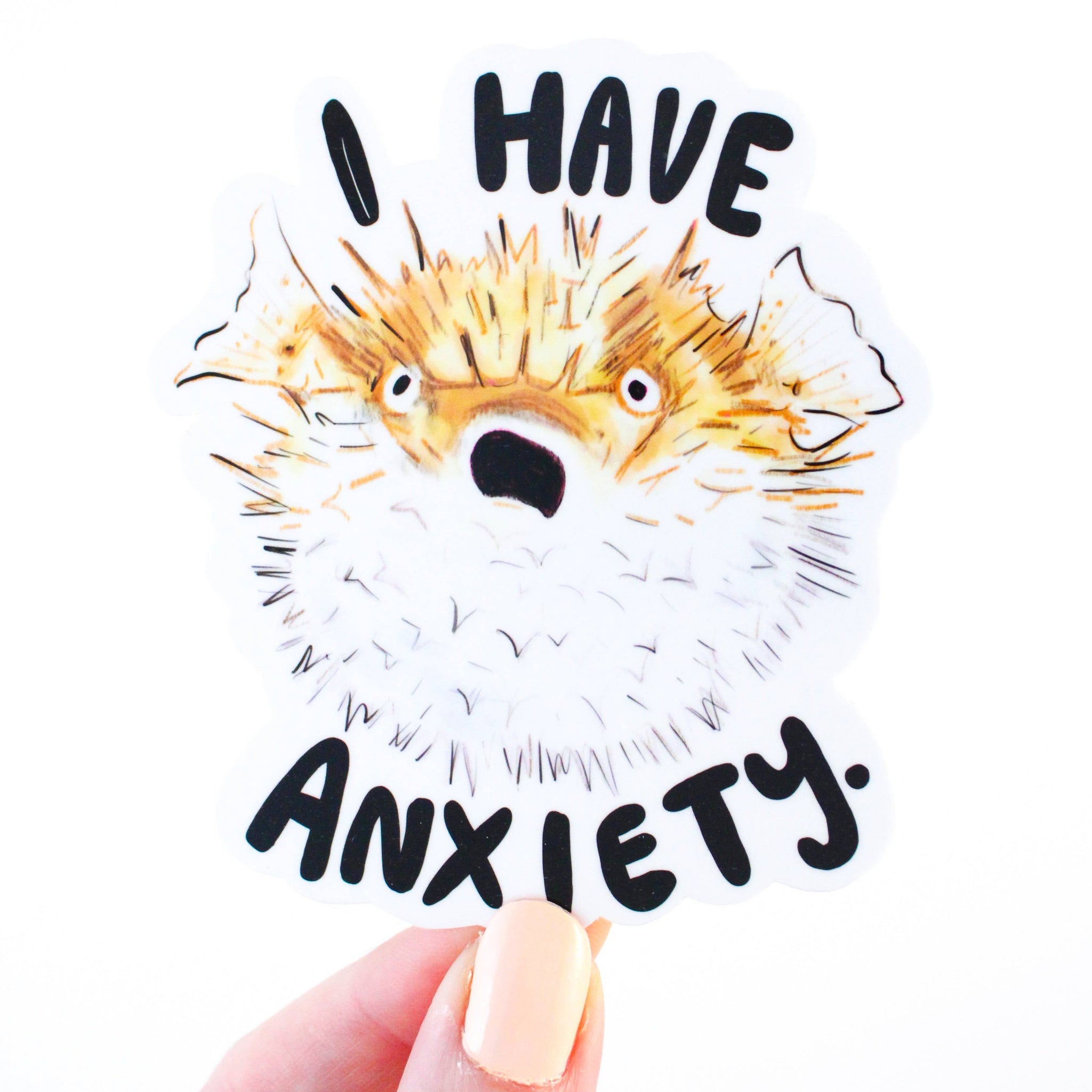 Anxiety Pufferfish Vinyl Sticker