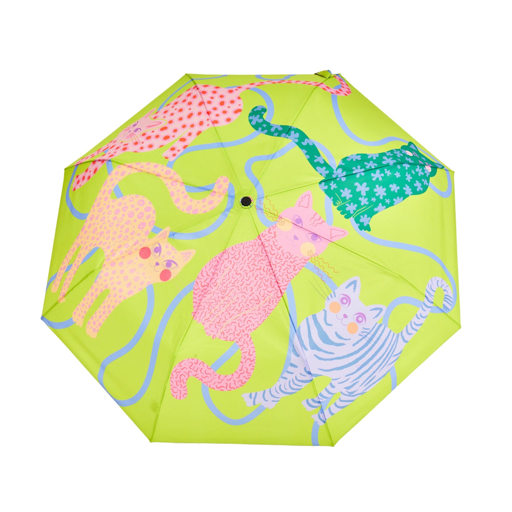 Lime Green Arty Cats Duck Umbrella