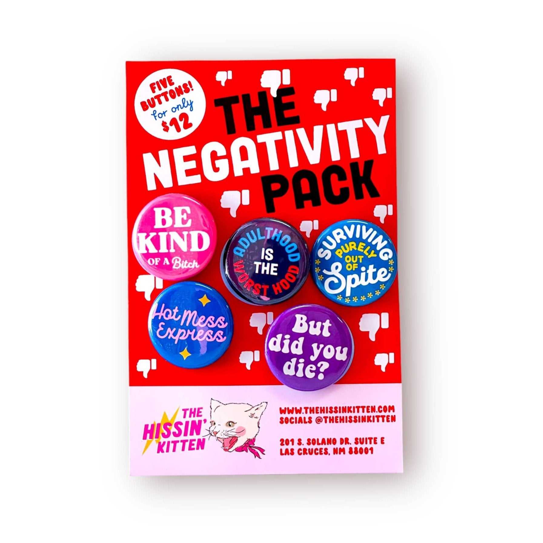 The Negativity Pack- Pin Back Buttons