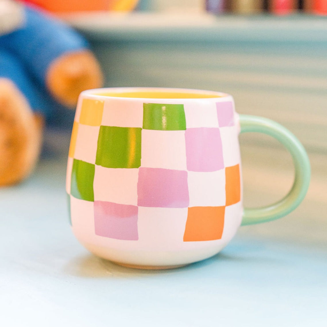 Rainbow Checkered Ceramic Mug