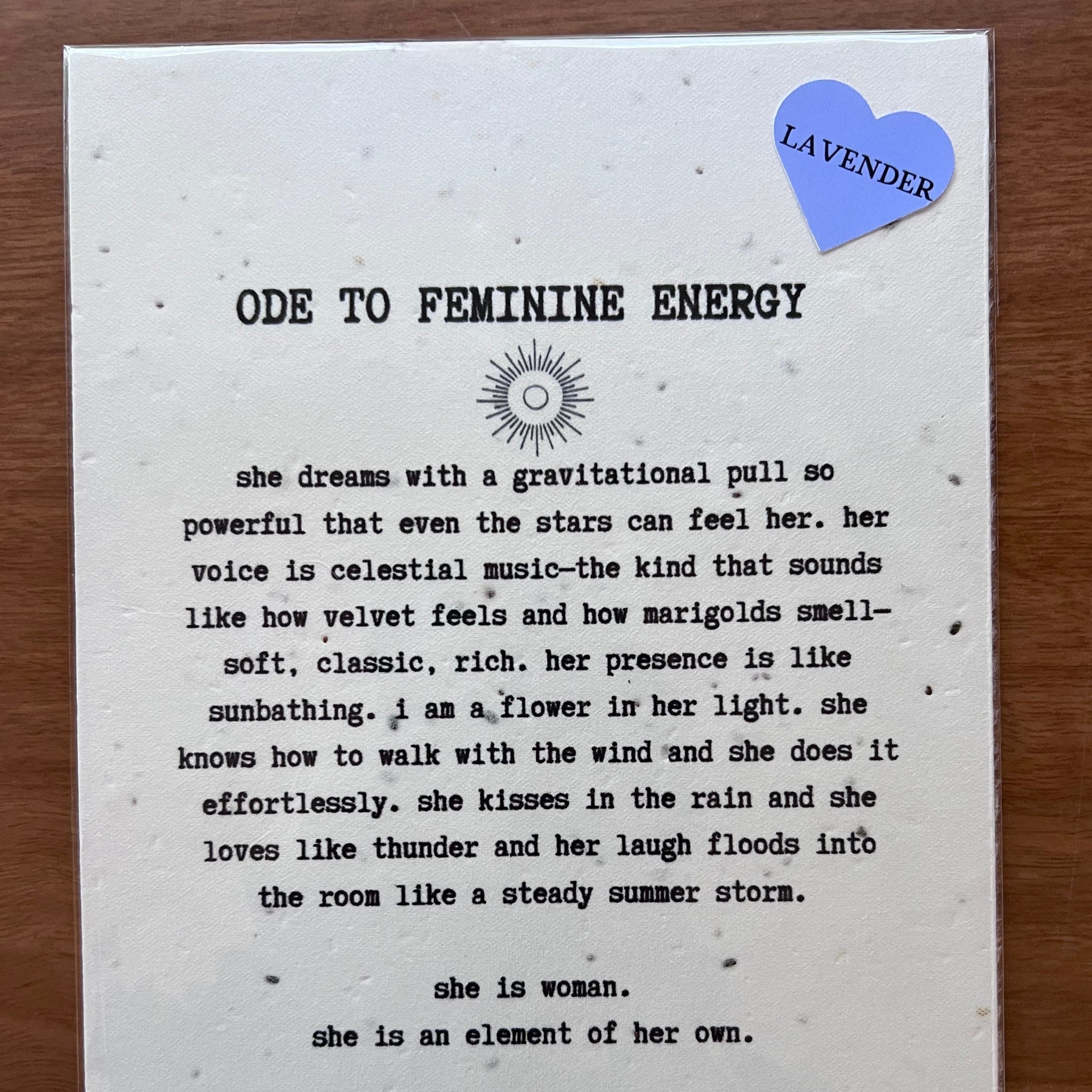 Ode to Feminine Energy Seed Paper Poem