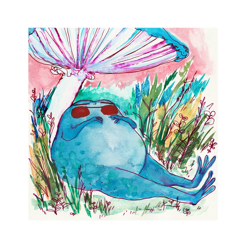 Art Print - "Blue Frog Napping"