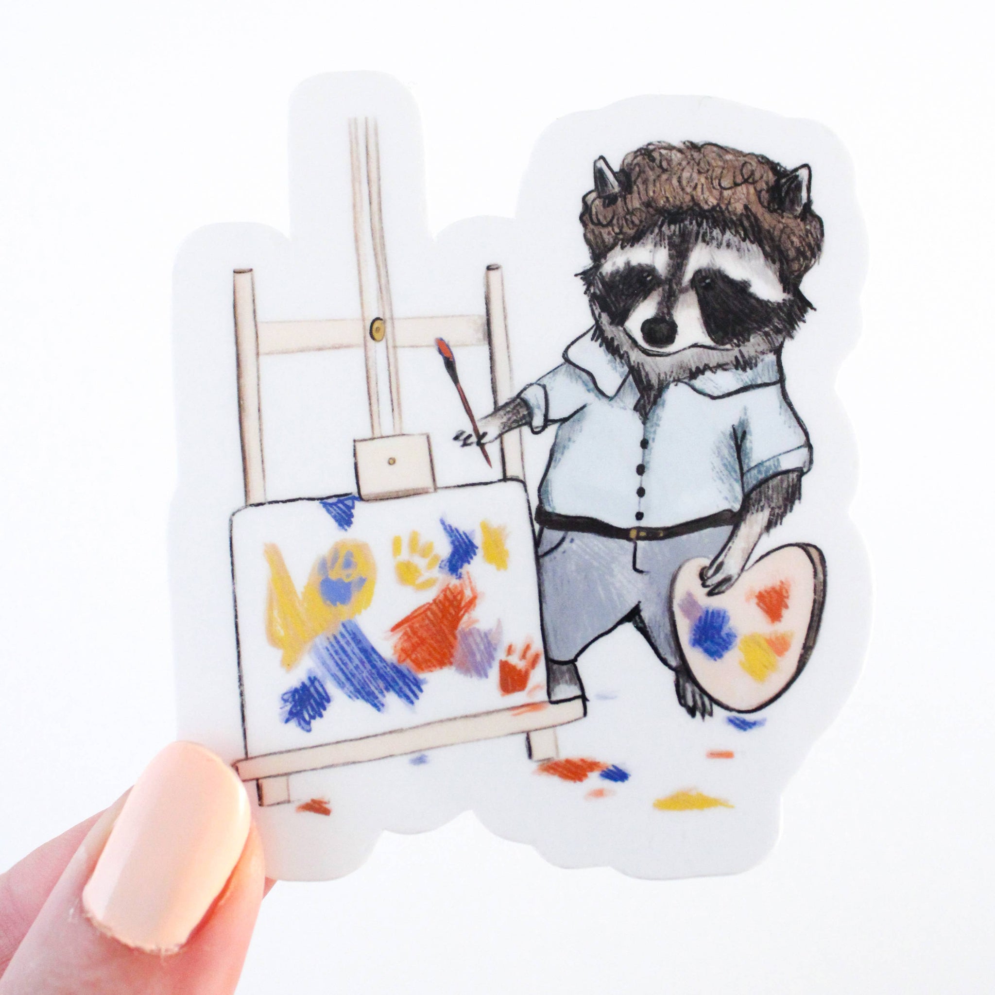 Happy Little Trash Artist Raccoon Sticker