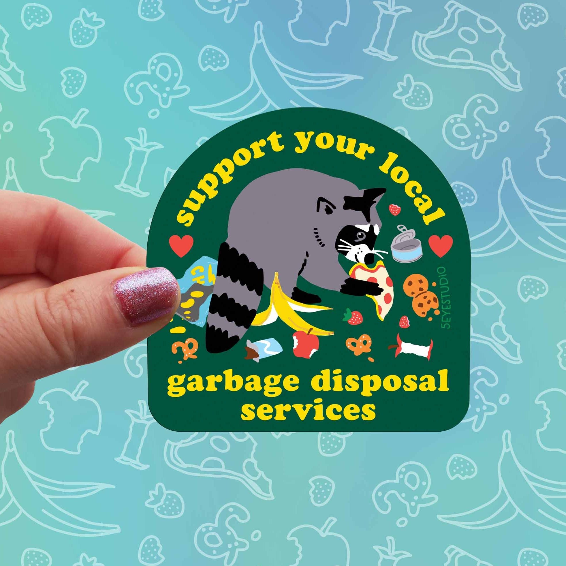 Garbage Disposal Raccoon Vinyl Sticker