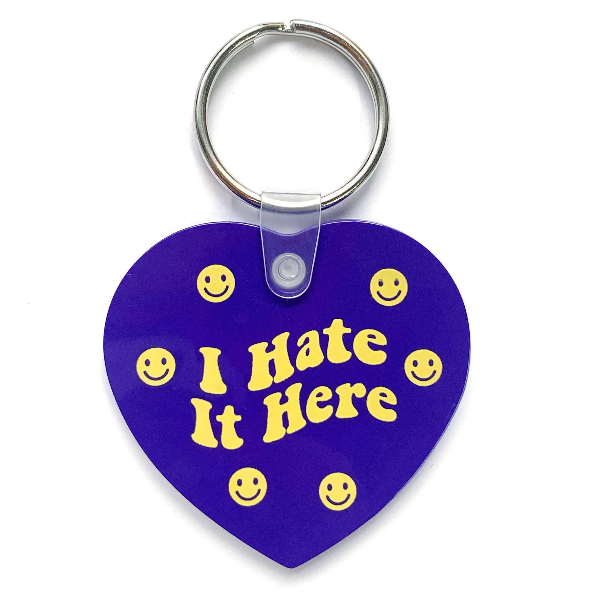 I Hate It Here Heart Shaped Vinyl Keychain