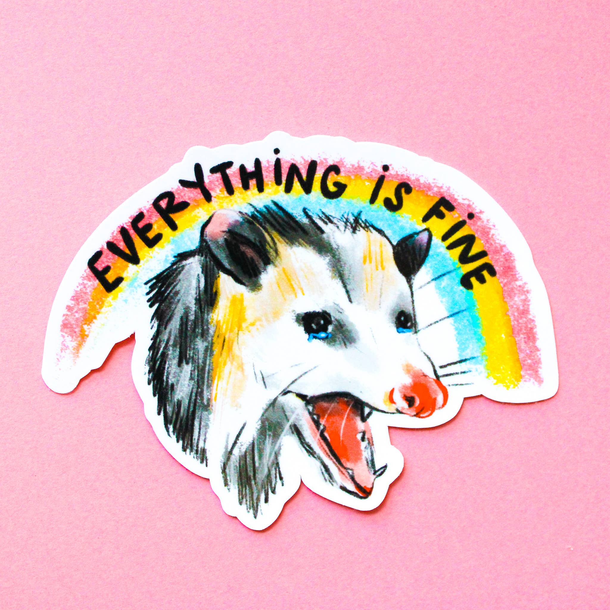 Everything is Fine Possum Vinyl Sticker