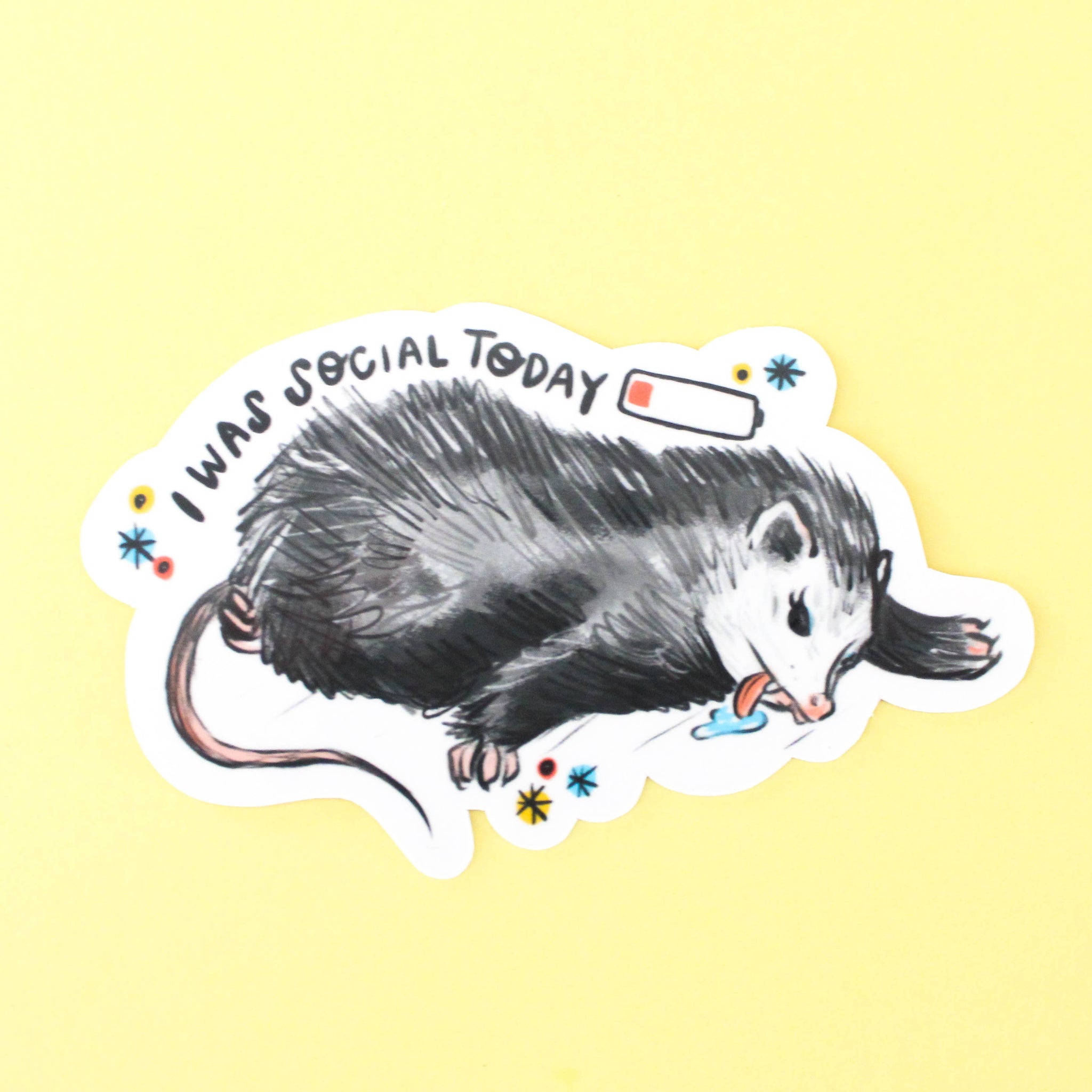 Socially Drained Possum Vinyl Sticker