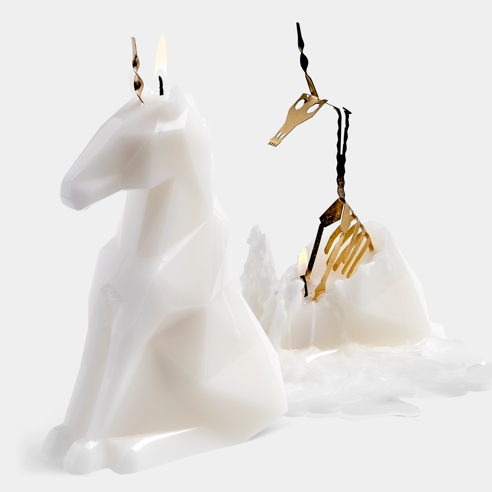 Unicorn Skeleton Candle - White