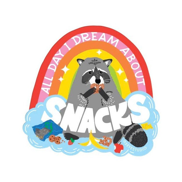 All Day I Dream About Snacks Raccoon Sticker