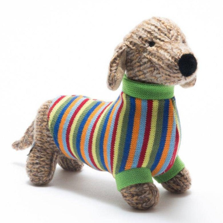 Colorful Knitted Sausage Dog Plush
